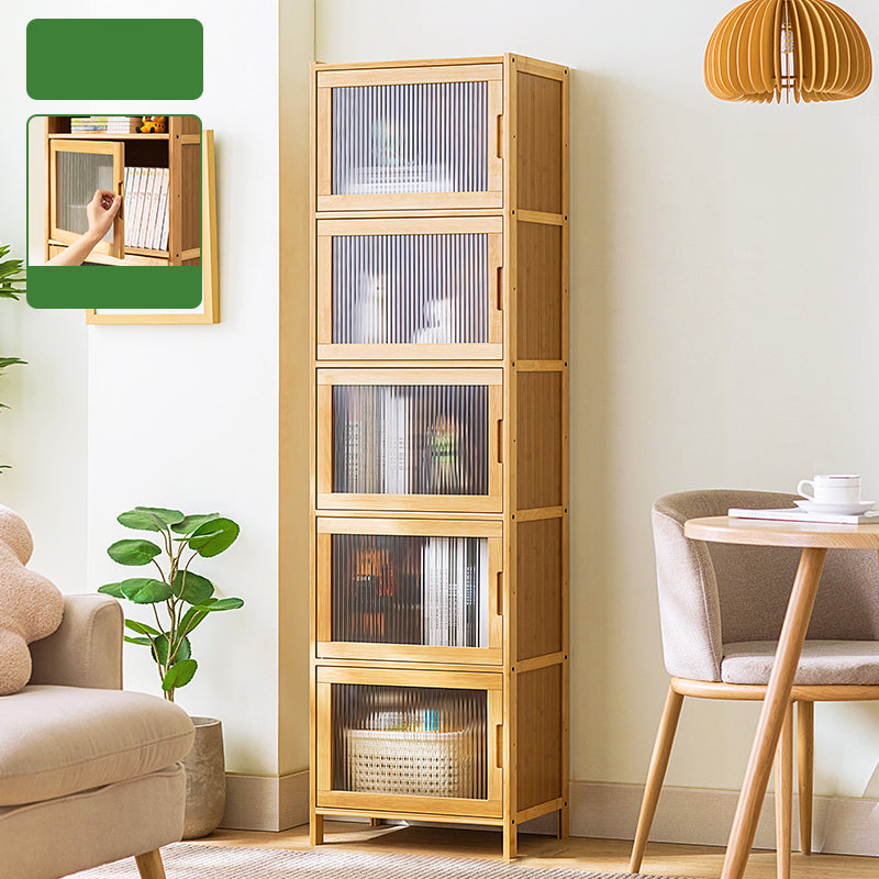 Scandinavian Accent Cabinet with Grooves Doors and Straight Legs