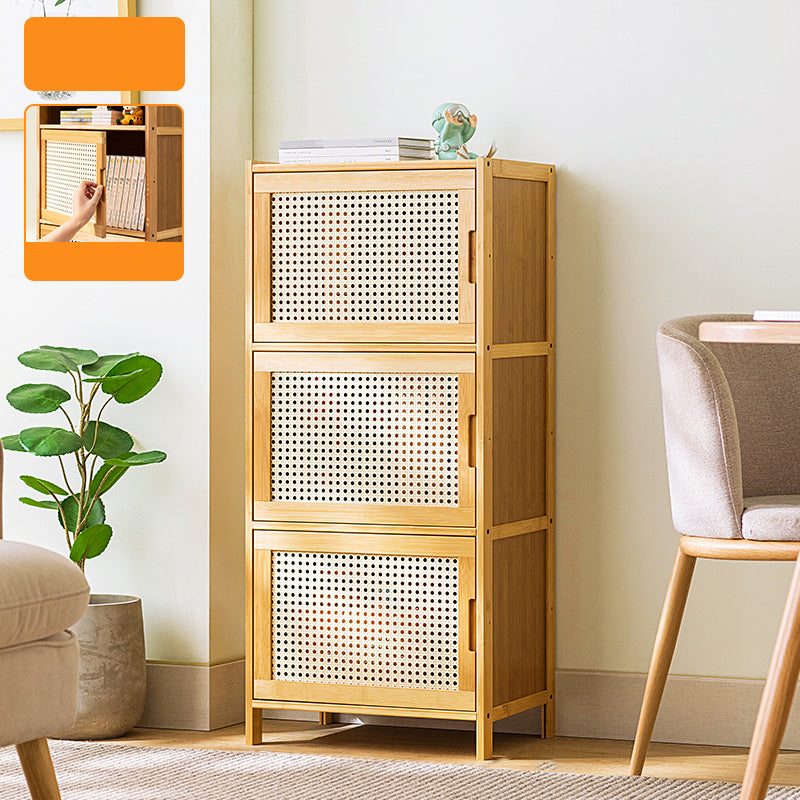 Scandinavian Accent Cabinet with Grooves Doors and Straight Legs