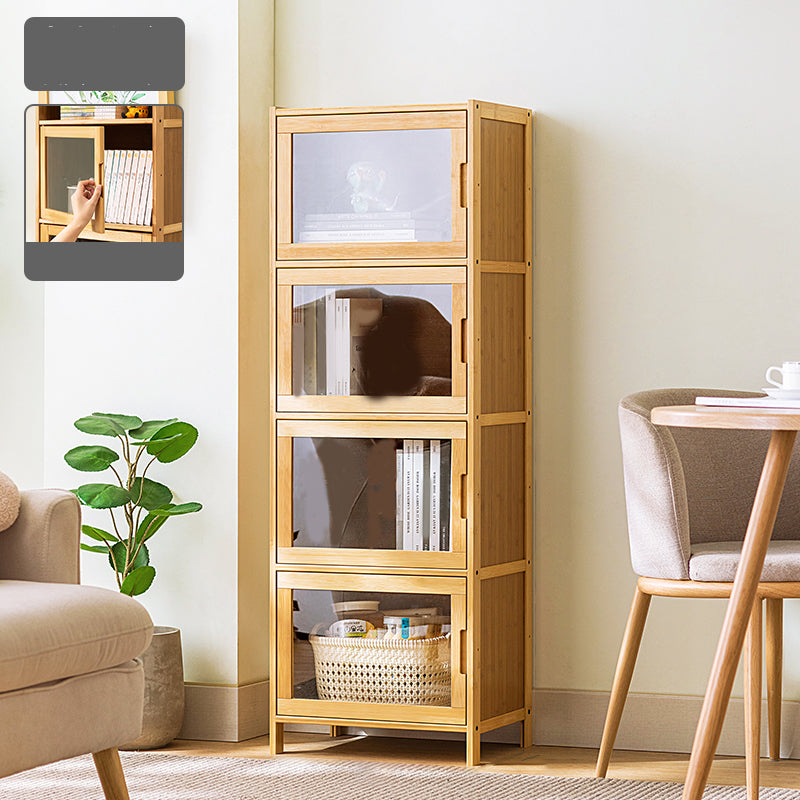 Scandinavian Accent Cabinet with Grooves Doors and Straight Legs