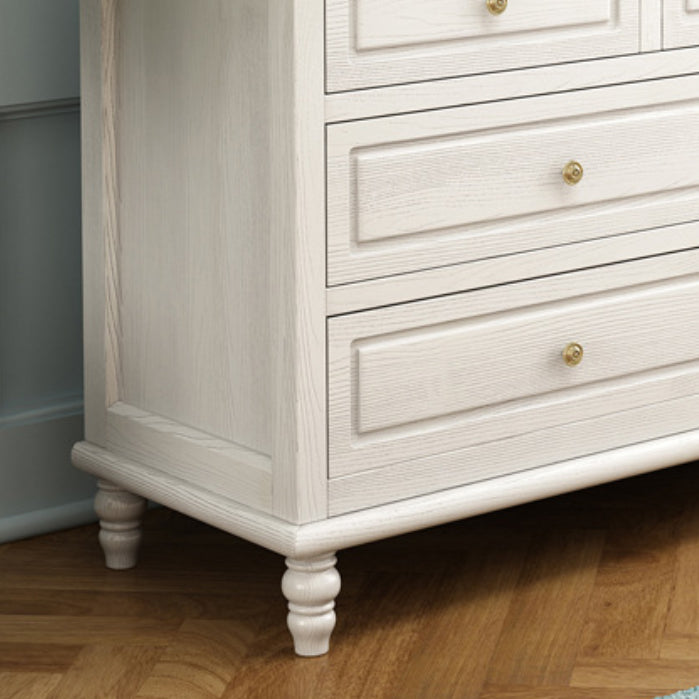 Mid-Century Modern White Chest with 7 Drawers and Turned Legs