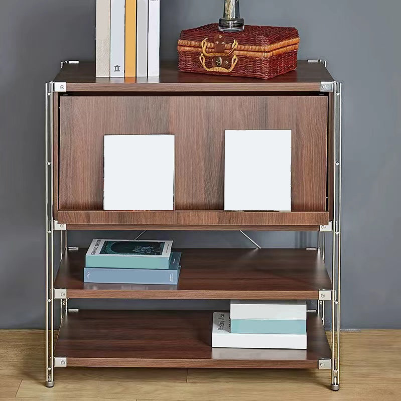 Industrial Accent Cabinet with 2 Shelves and 1 Door in Solid Wood