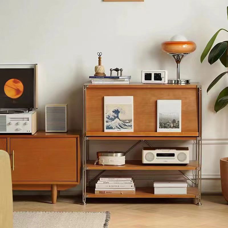 Industrial Accent Cabinet with 2 Shelves and 1 Door in Solid Wood