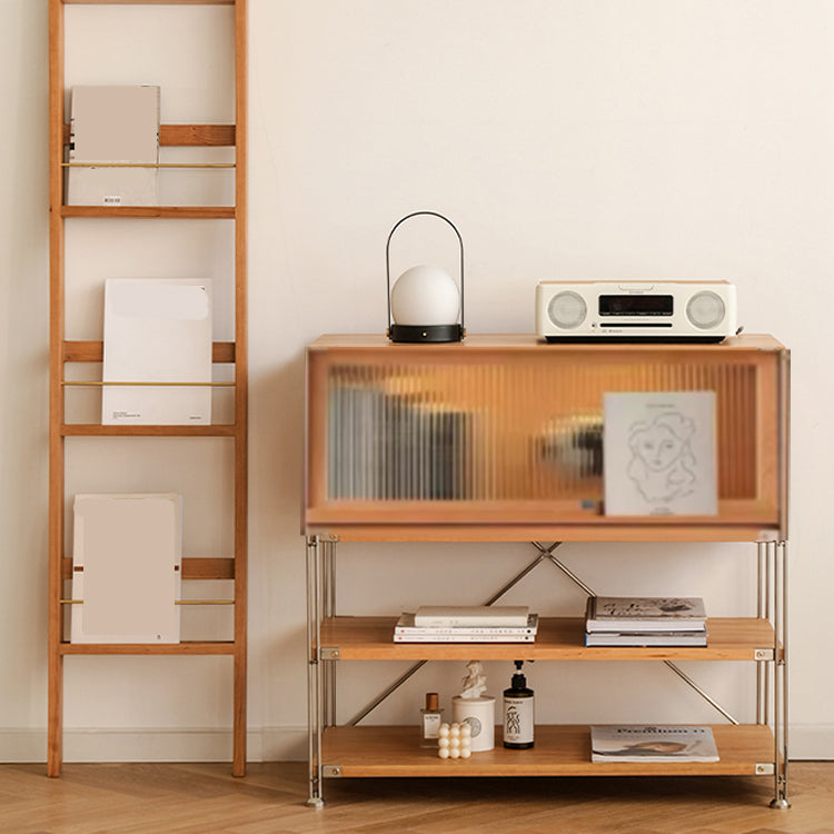 Industrial Accent Cabinet with 2 Shelves and 1 Door in Solid Wood
