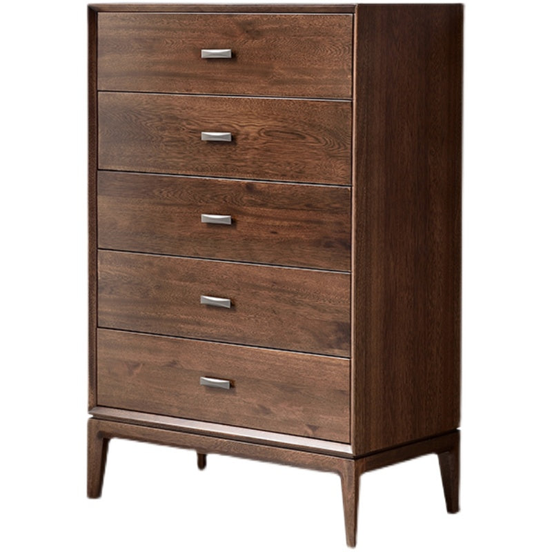 Solid Wood 5- Drawer Accent Chest Brown Chest for Living Room