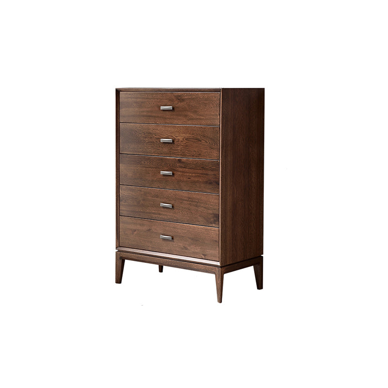 Solid Wood 5- Drawer Accent Chest Brown Chest for Living Room