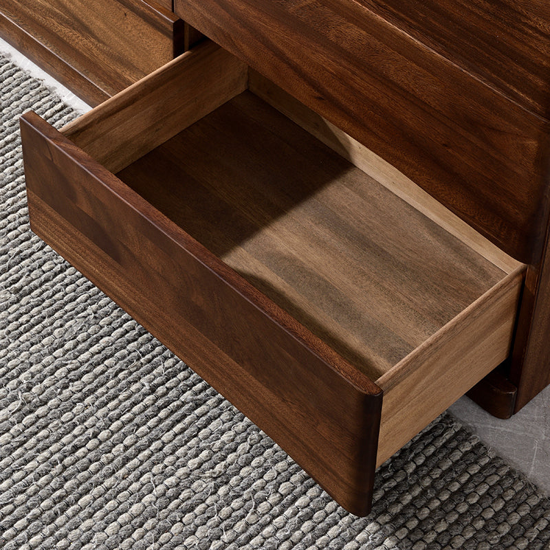 Mid-Century Modern Chest with 6 Drawers in Walnut Rectangle Accent Chest