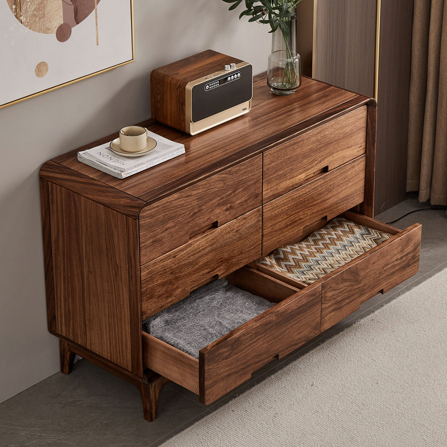 Mid-Century Modern Chest with Drawers and Straight Legs in Solid Wood