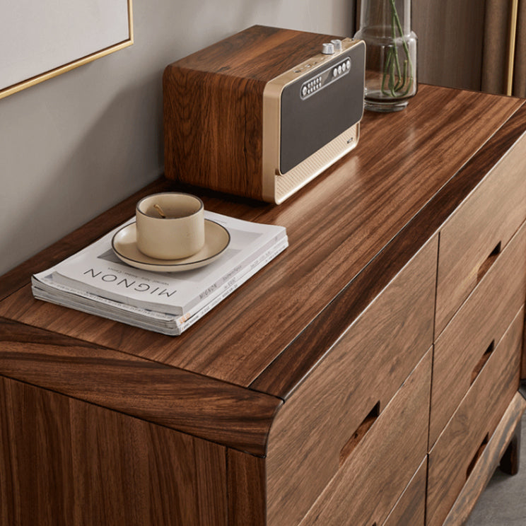 Mid-Century Modern Chest with Drawers and Straight Legs in Solid Wood