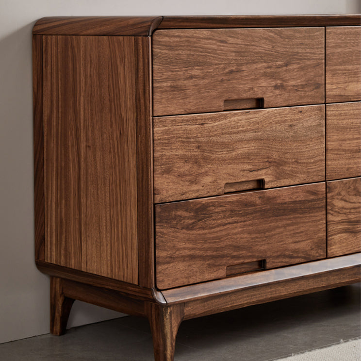 Mid-Century Modern Chest with Drawers and Straight Legs in Solid Wood