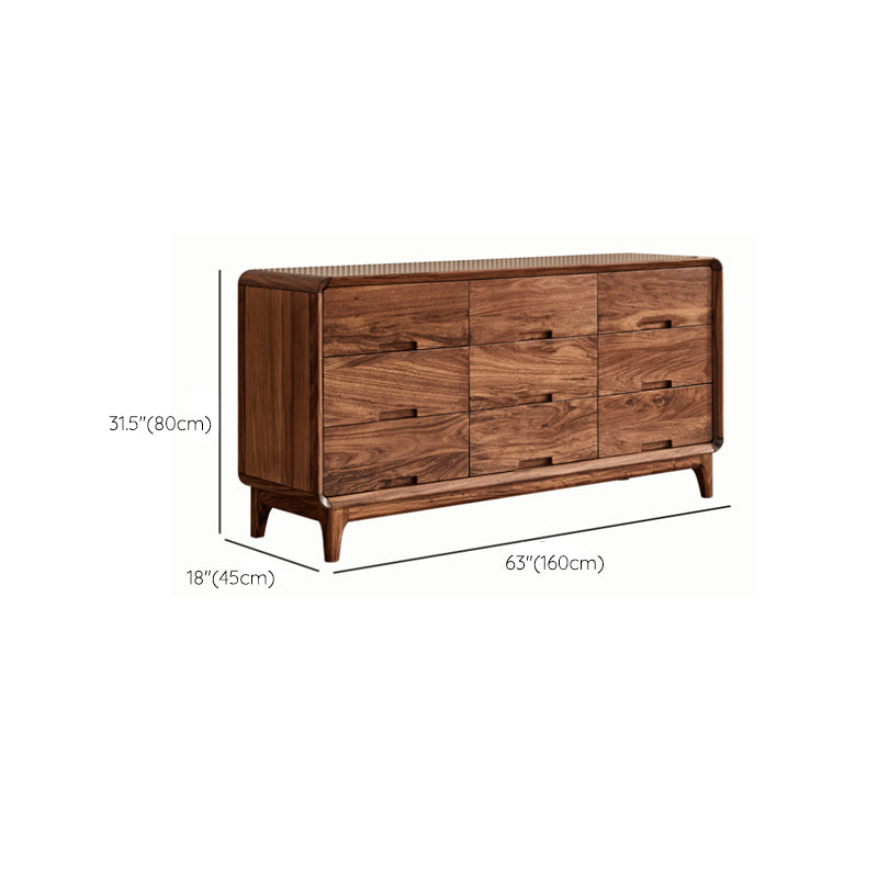 Mid-Century Modern Chest with Drawers and Straight Legs in Solid Wood