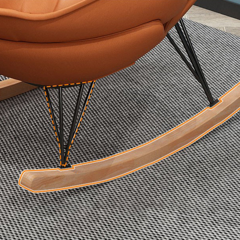 Modern Glider Chair Pure Color Metal Dark Legs Rocking Chair with Ottoman