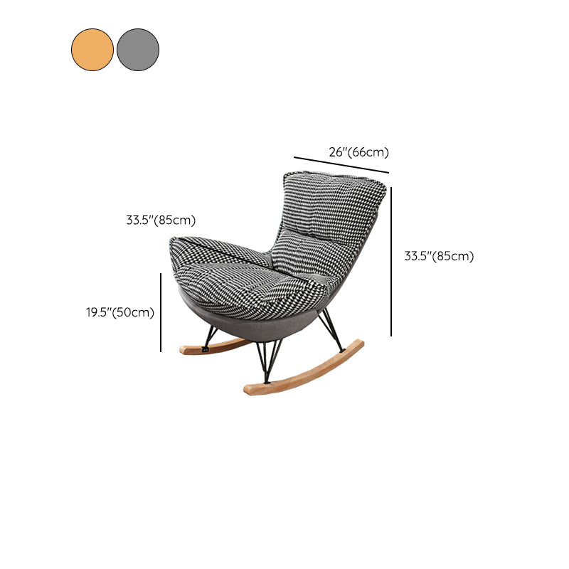 Modern Glider Chair Pure Color Metal Dark Legs Rocking Chair with Ottoman