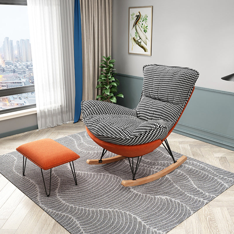 Contemporary Rocking Chair Cotton Upholstered Tufted Metal Frame Baby Rocking Chair