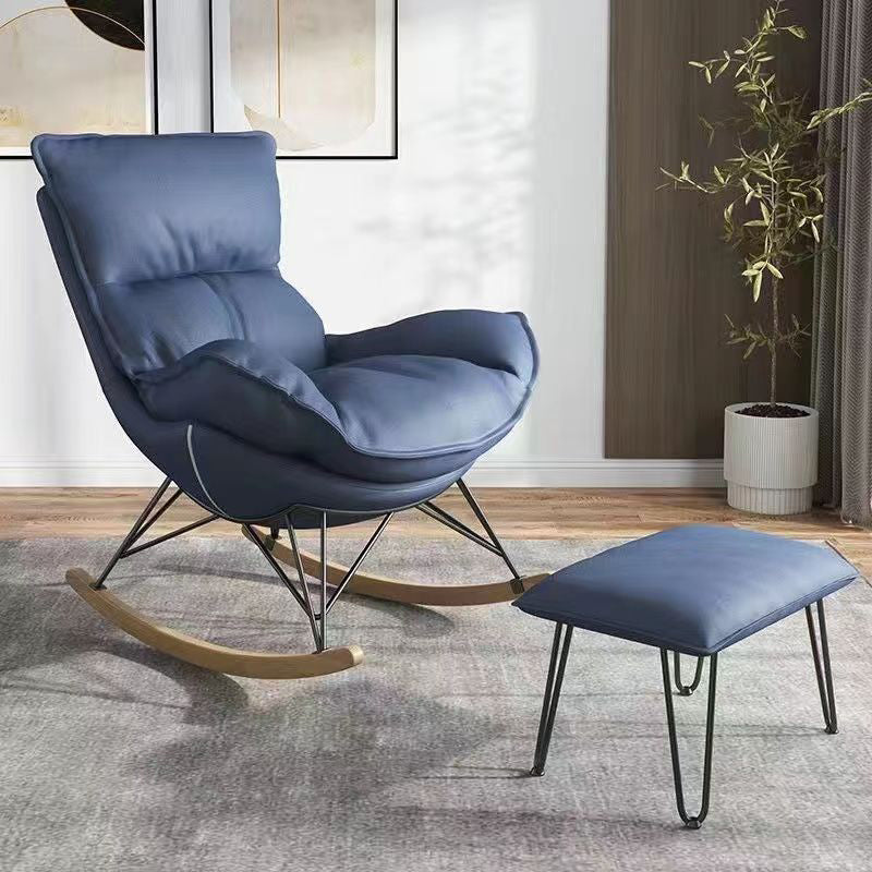 Contemporary Rocking Chair Fabric Upholstered Tufted Metal Frame Baby Rocking Chair