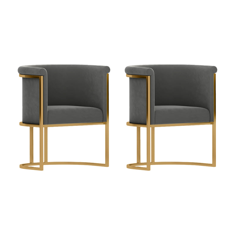 Parsons Velvet Arm Chair Velvet Gold Base Dining Chair for Dining Room