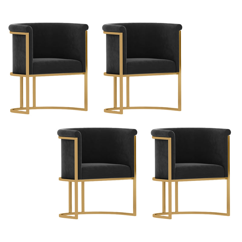 Parsons Velvet Arm Chair Velvet Gold Base Dining Chair for Dining Room