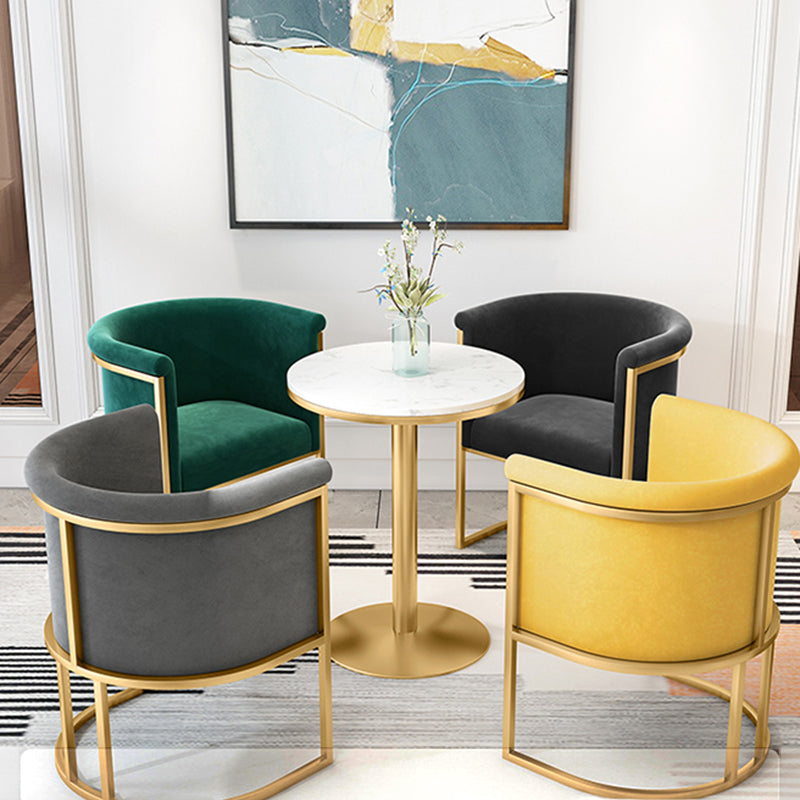 Parsons Velvet Arm Chair Velvet Gold Base Dining Chair for Dining Room