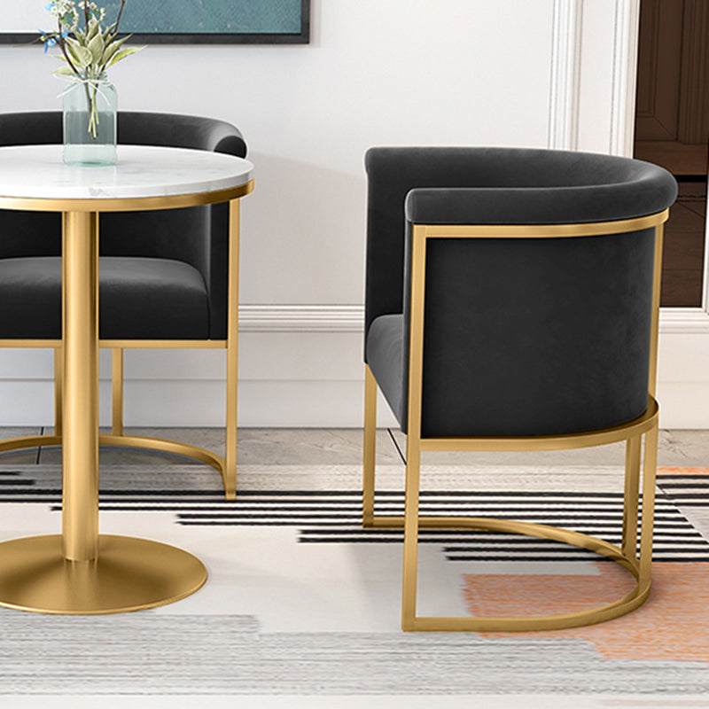 Parsons Velvet Arm Chair Velvet Gold Base Dining Chair for Dining Room