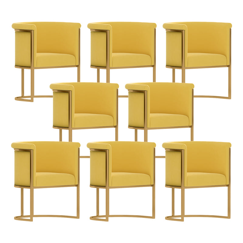 Parsons Velvet Arm Chair Velvet Gold Base Dining Chair for Dining Room