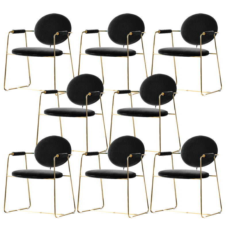 Upholstered Arm Chair Gold Base Dining Chair for Dining Room