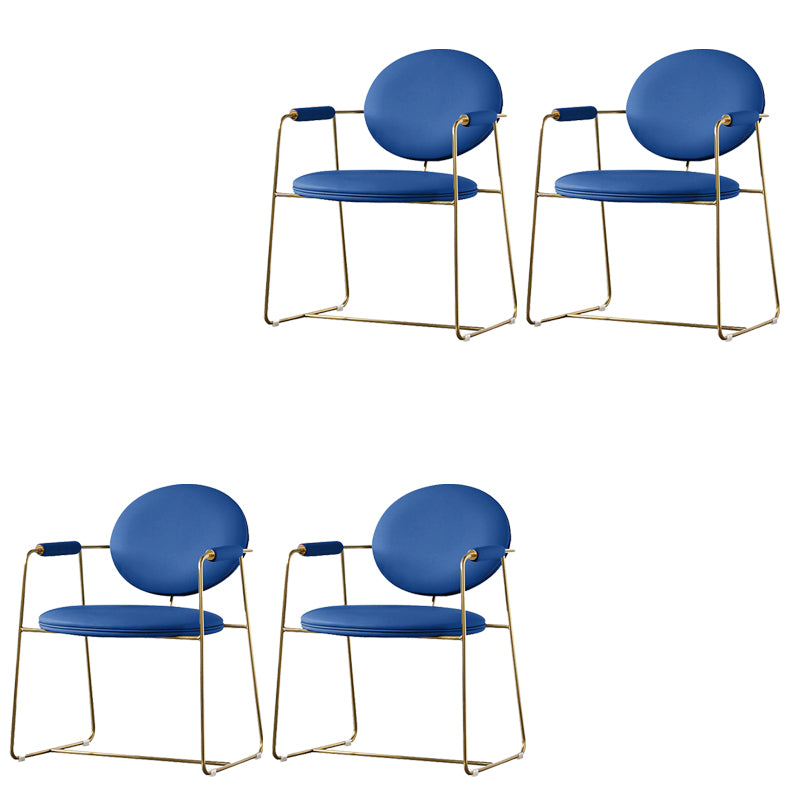 Upholstered Arm Chair Gold Base Dining Chair for Dining Room