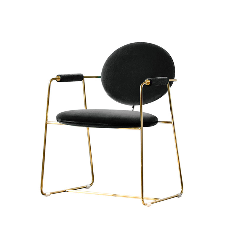 Upholstered Arm Chair Gold Base Dining Chair for Dining Room