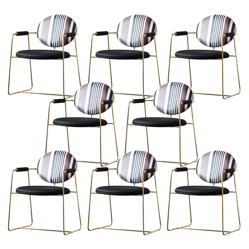 Upholstered Arm Chair Gold Base Dining Chair for Dining Room