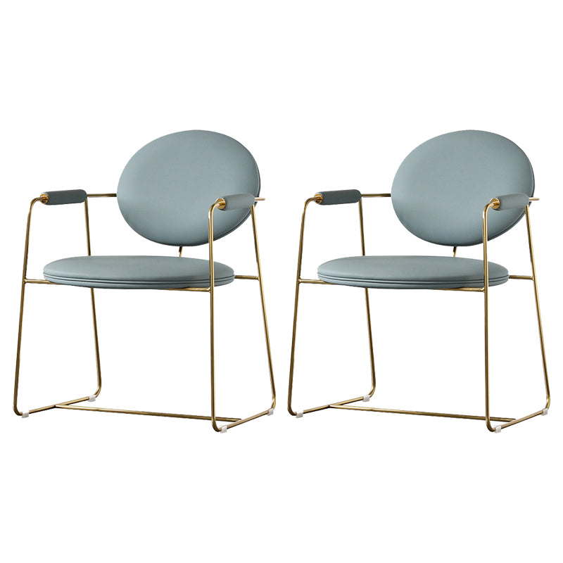 Upholstered Arm Chair Gold Base Dining Chair for Dining Room