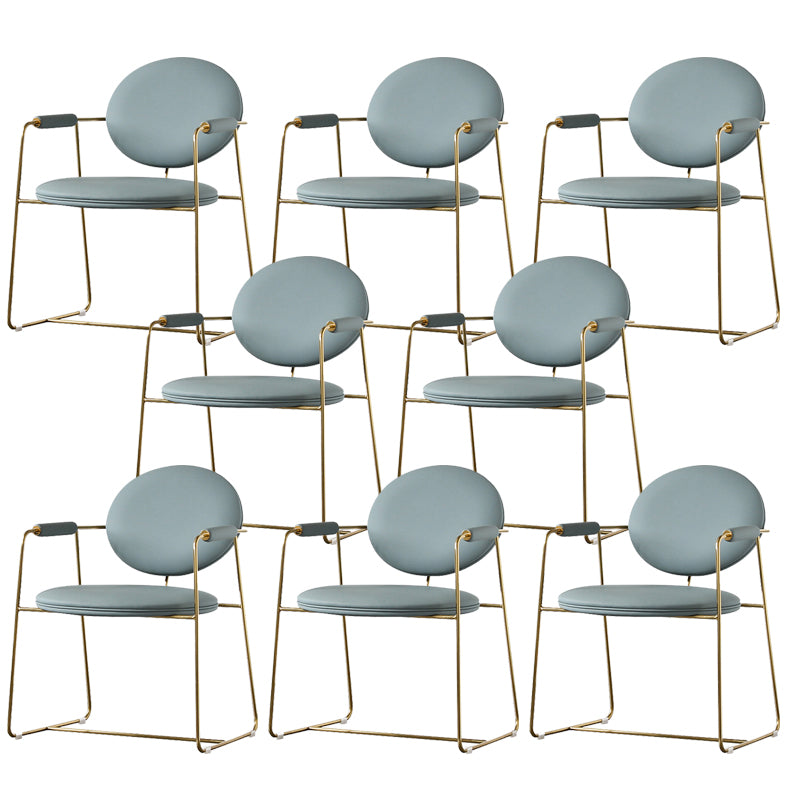 Upholstered Arm Chair Gold Base Dining Chair for Dining Room