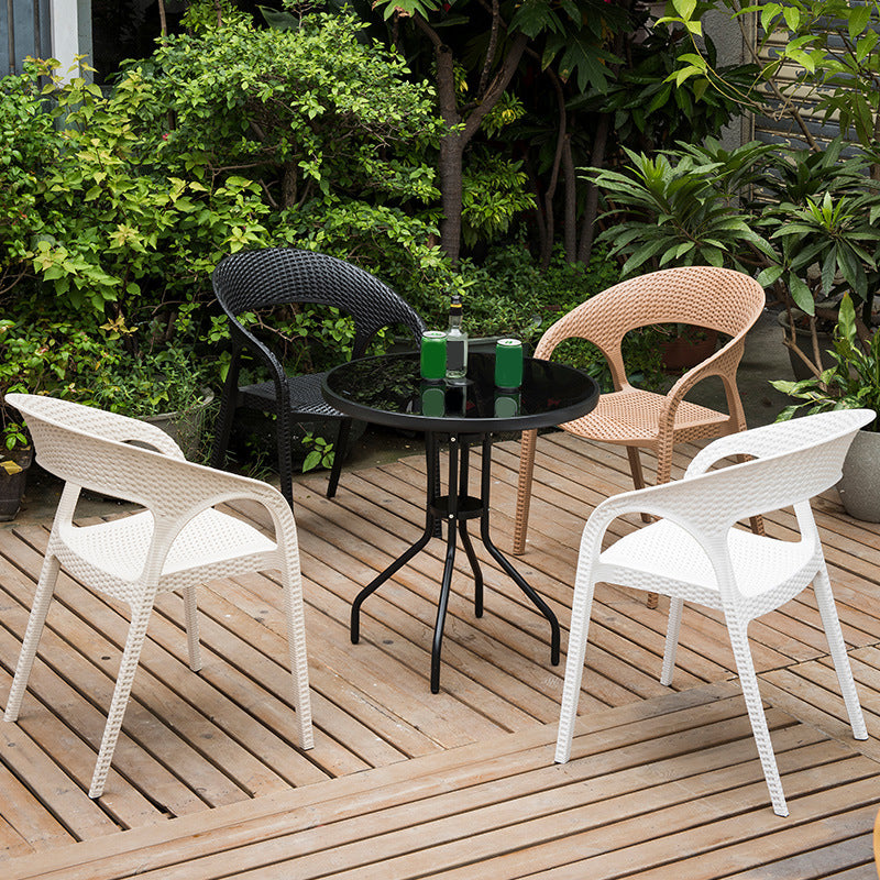 Contemporary Indoor-Outdoor Chair Patio Plastic Dining Arm chair