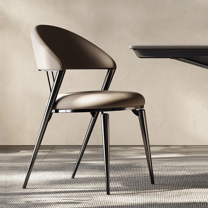 Dining Room Upholstered Chair Leather Open Back Armless Chair