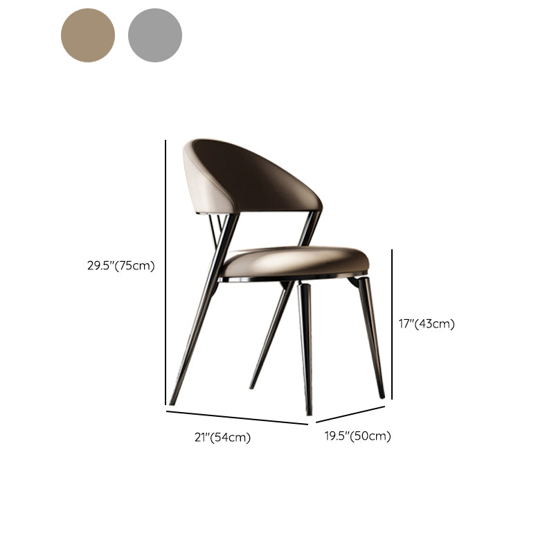 Dining Room Upholstered Chair Leather Open Back Armless Chair