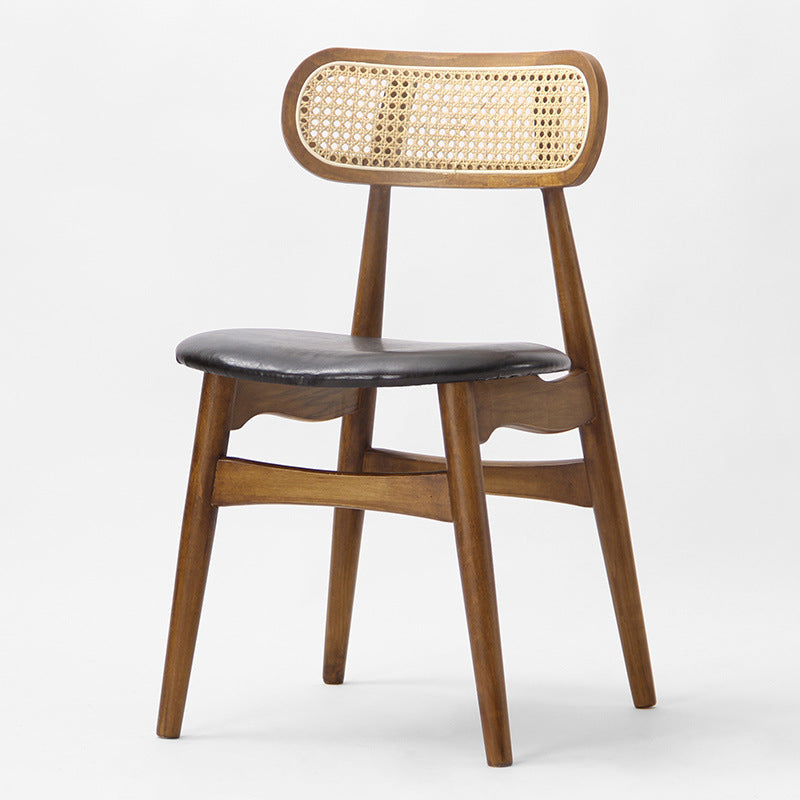 Contemporary Open Back Dining Chair Indoor-Outdoor Solid Wood Side Chair