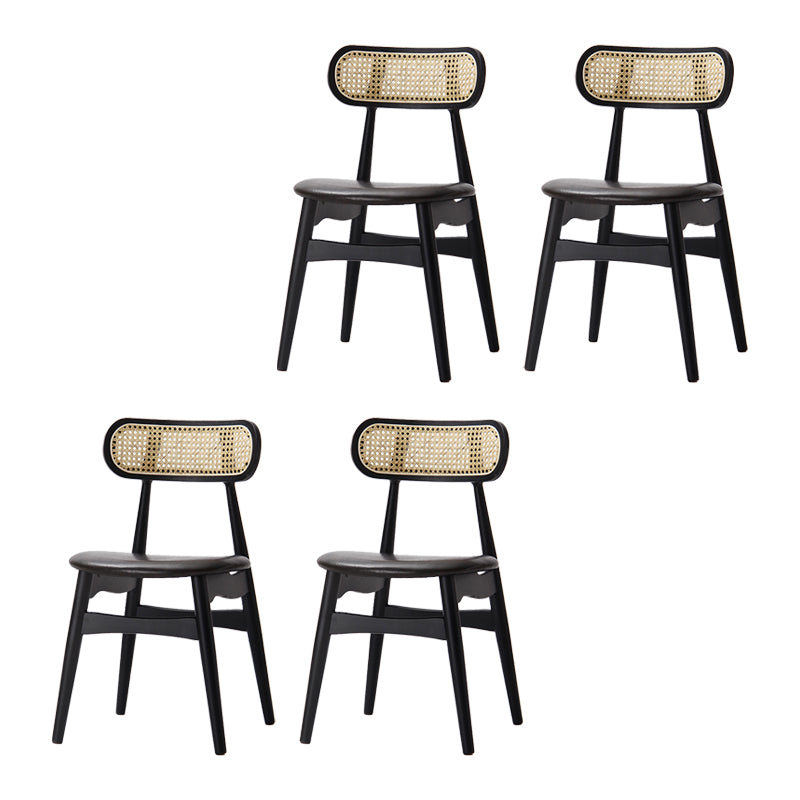 Contemporary Open Back Dining Chair Indoor-Outdoor Solid Wood Side Chair