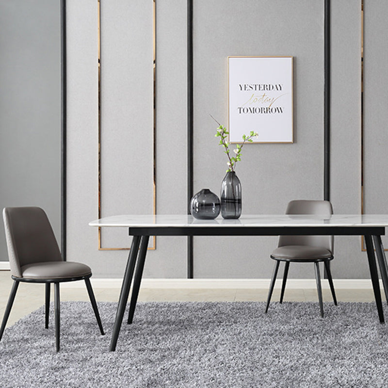 Glam Home Side Chair Metal Legs Upholstered Armless Dining Chair