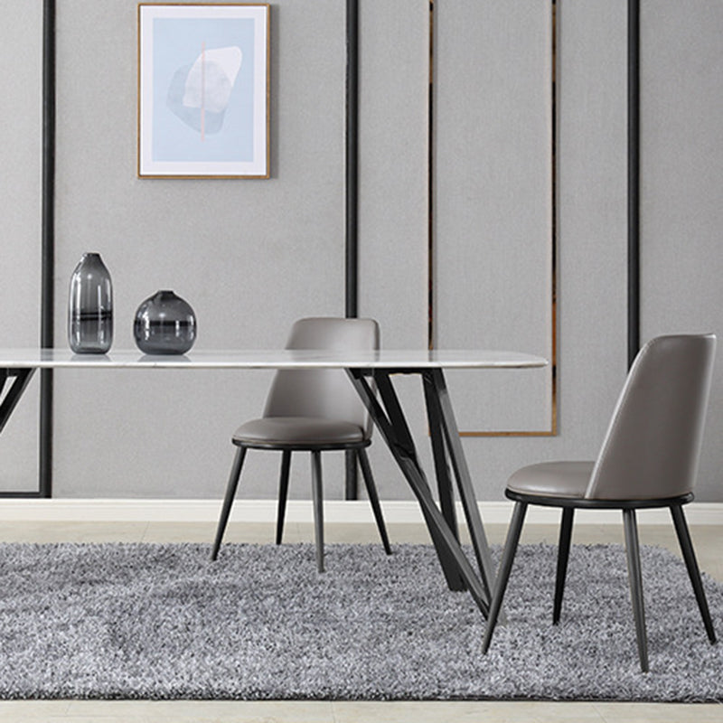 Glam Home Side Chair Metal Legs Upholstered Armless Dining Chair