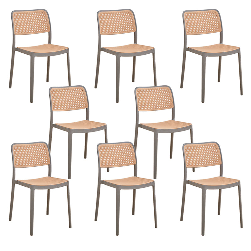 Plastic Patio Dining Side Chair Indoor Armless Open Back Chair