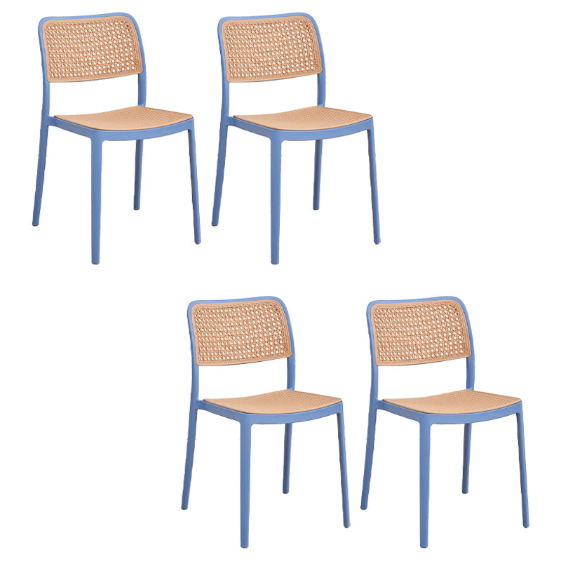 Plastic Patio Dining Side Chair Indoor Armless Open Back Chair