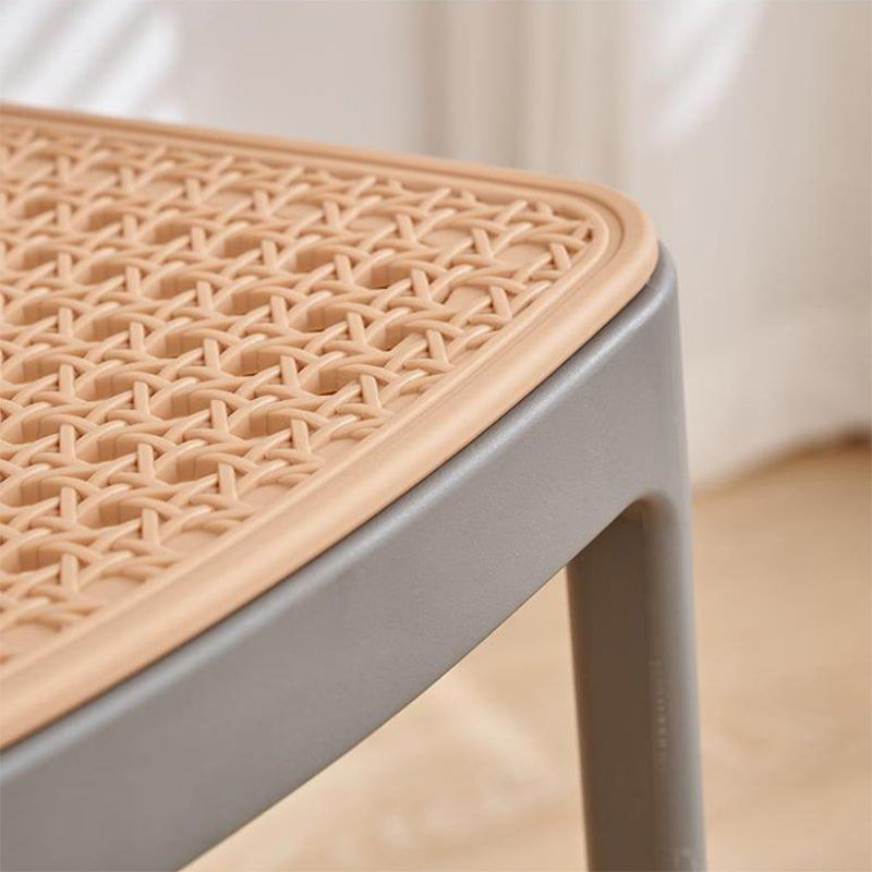 Plastic Patio Dining Side Chair Indoor Armless Open Back Chair