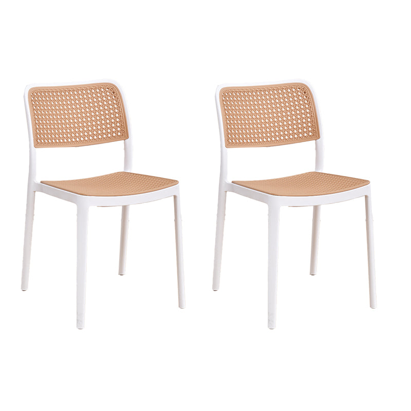 Plastic Patio Dining Side Chair Indoor Armless Open Back Chair