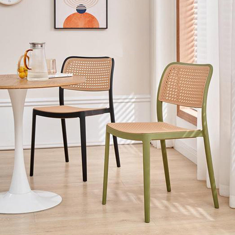 Plastic Patio Dining Side Chair Indoor Armless Open Back Chair