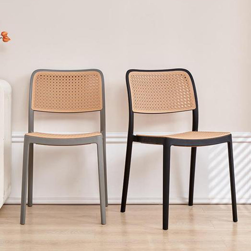 Plastic Patio Dining Side Chair Indoor Armless Open Back Chair