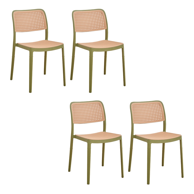 Plastic Patio Dining Side Chair Indoor Armless Open Back Chair