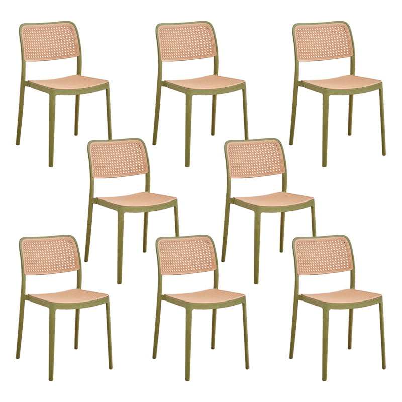 Plastic Patio Dining Side Chair Indoor Armless Open Back Chair