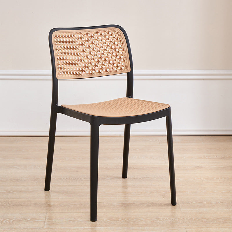 Plastic Patio Dining Side Chair Indoor Armless Open Back Chair