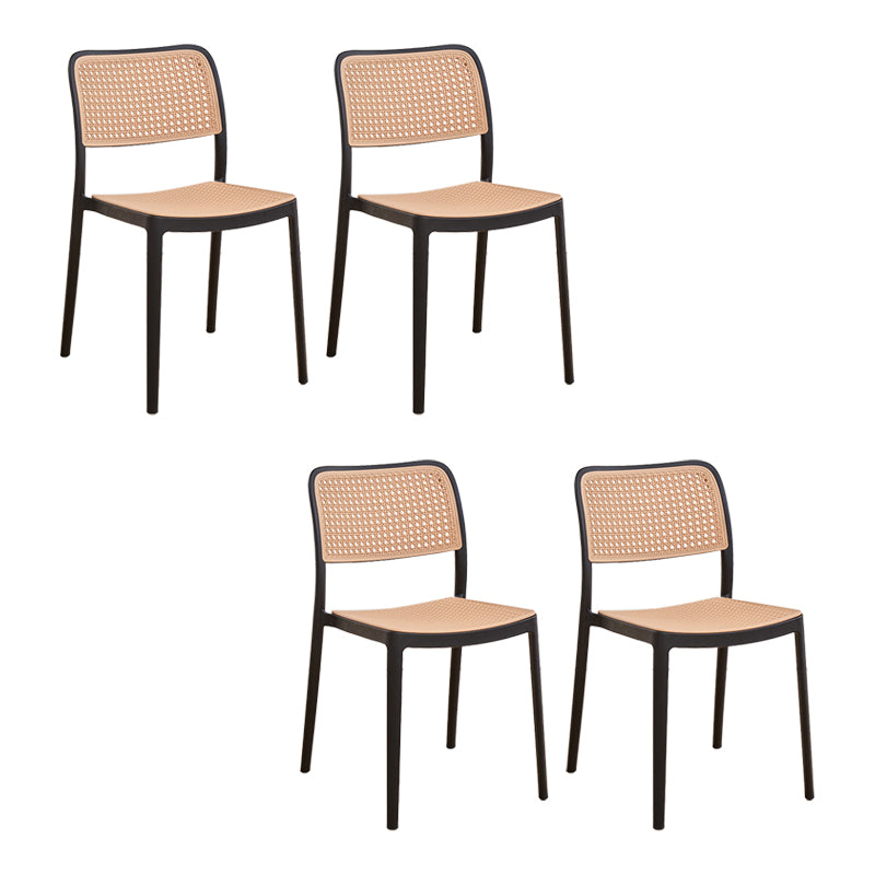 Plastic Patio Dining Side Chair Indoor Armless Open Back Chair