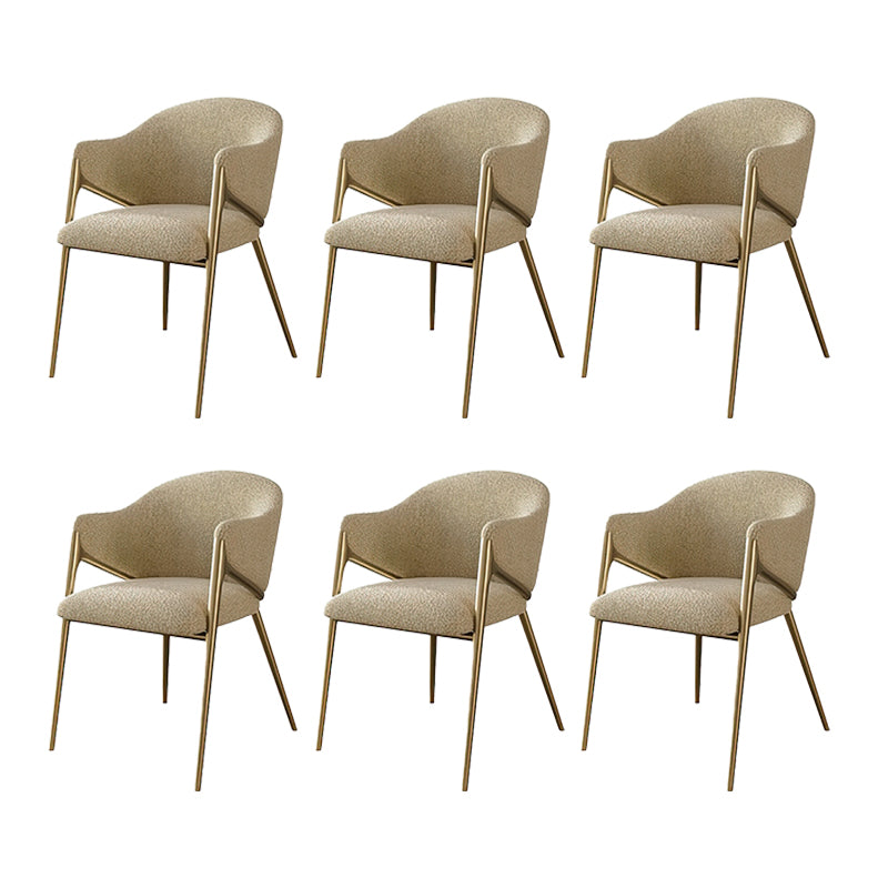 Glam Indoor Upholstered Dining Chair Gold Legs Parsons Arm Chair