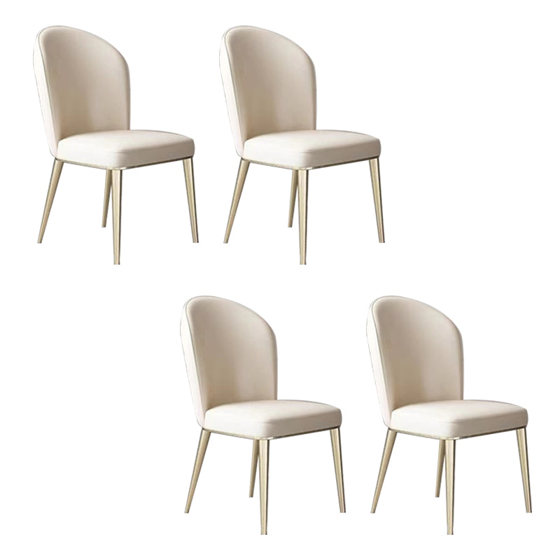 Dining Room Glam Parsons Chair Metal Legs Faux Leather Upholstered Chair