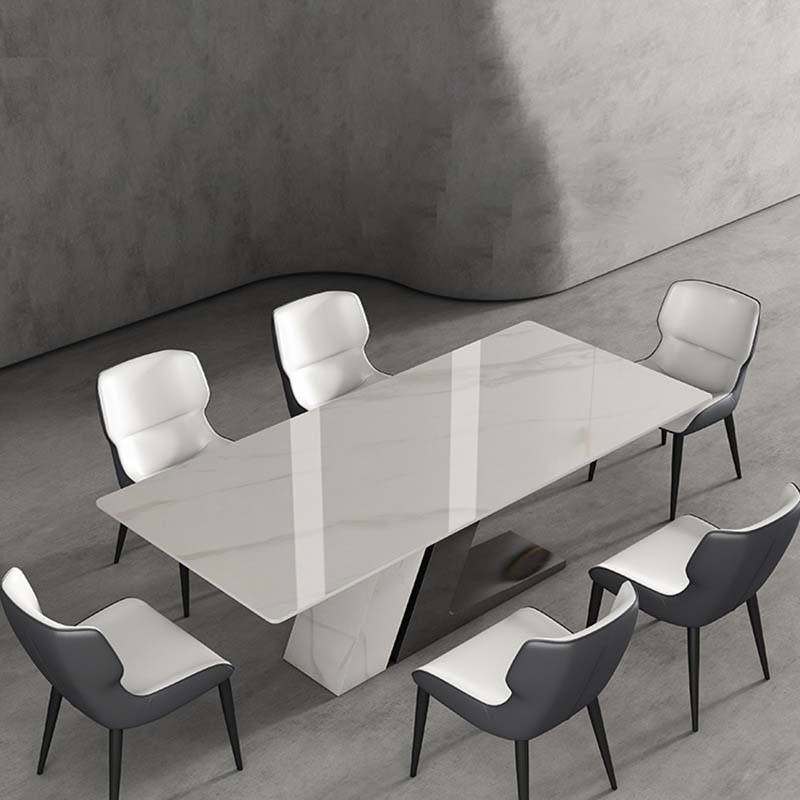 Modern Style Sintered Stone Dining Table Rectangle Table with Metal Legs for Home Use