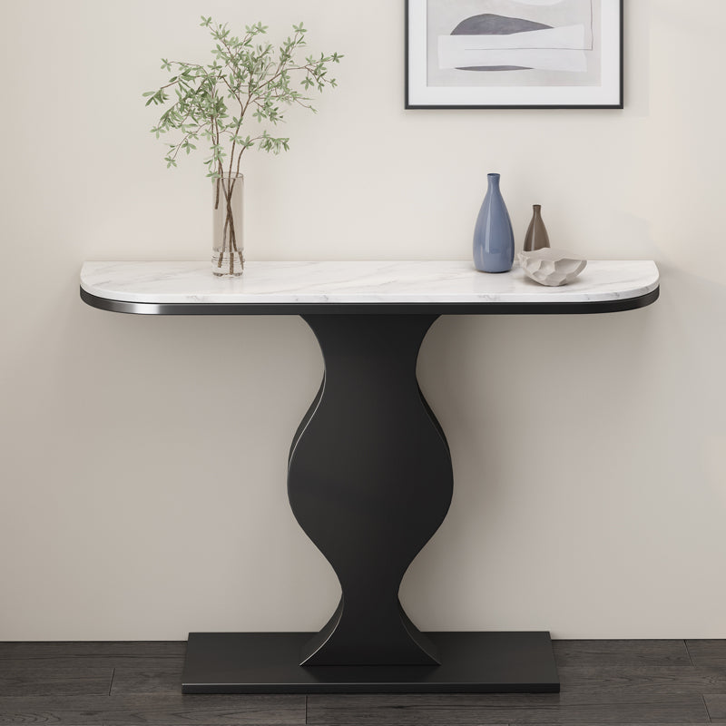 Modern 31.5" Tall Accent Table Stone Half Moon Console Table